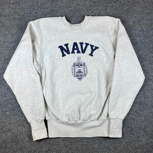 Vintage US Navy Sweatshirt Mens M Gray Midshipmen Store Crest Made in USA 90s